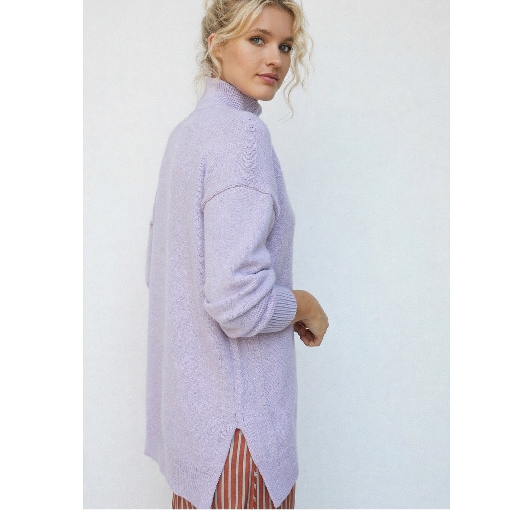 Maeve by Anthropologie Crystal Lavender Mock Neck Oversized‎ Tunic Sweater Small